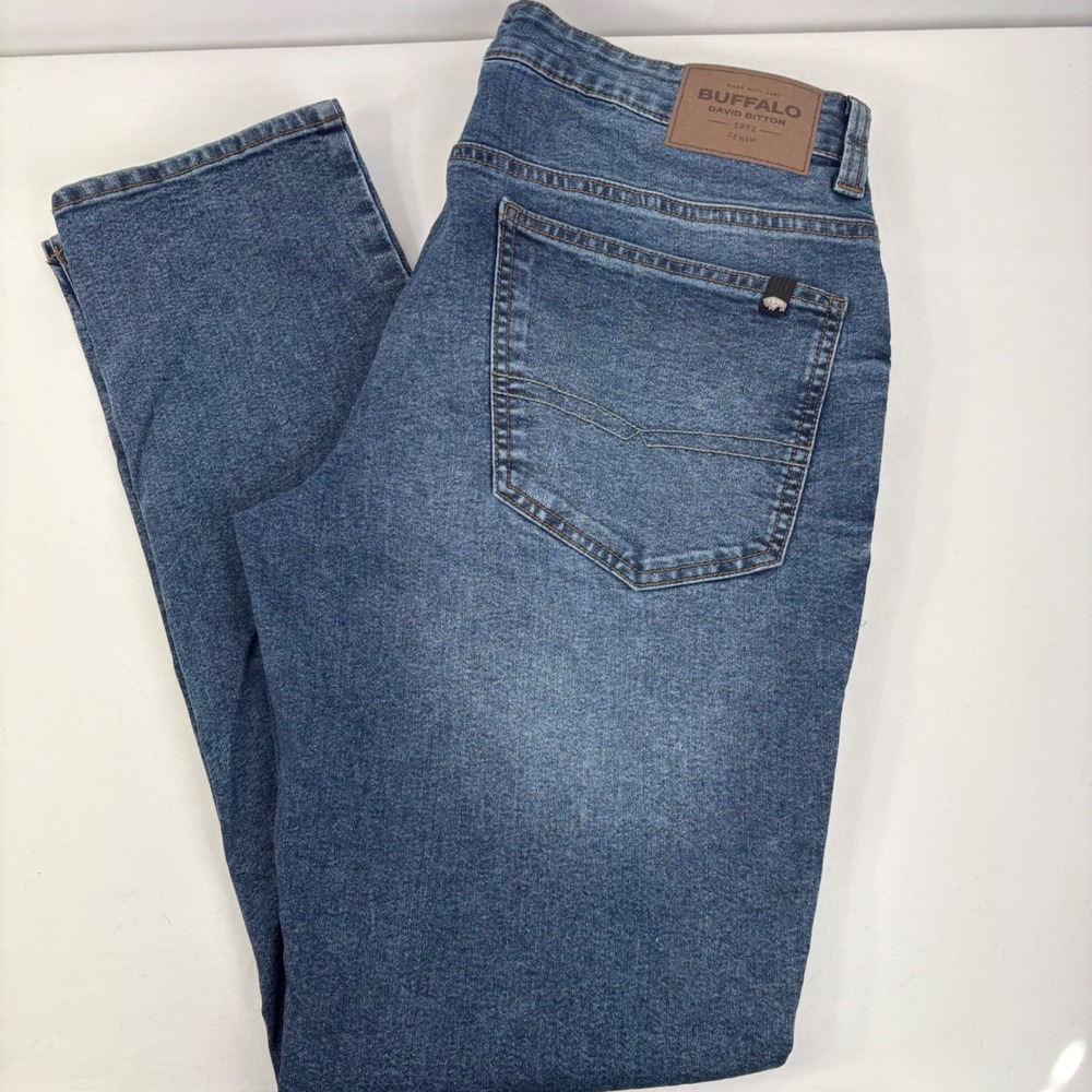 Buffalo David Bitton Men's Ash Slim Blue Jeans Stretch Denim Medium Wash 34x32